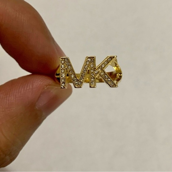 Michael Kors Gold-Tone Logo Ring Size 8 - Picture 3 of 13